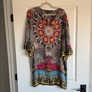 Etro Multicolor Floral Medallion Silk Tunic Dress